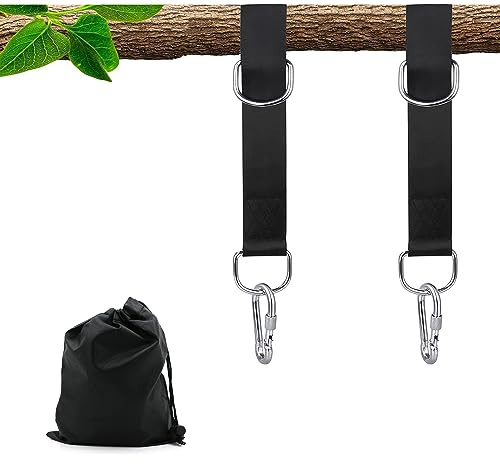 CiciIng Schaukel Befestigung, Hängematten Befestigung, 2 x 159 cm Hängematte Gurte mit 2 Schwerlast Karabinern und 1 Aufbewahrungstasche, Polyestergurte für Baumschaukel Aufhängung Hängesessel