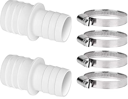 Fukamou Schlauchverbinder Für Poolschlauch 32mm Auf 38mm Ø Set Mit Schlauchschellen, Adapter Für Pool, Schlauchadapter Für Pumpen, Poolzubehörte e.