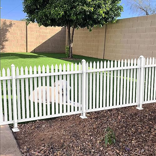 ECOOPTS 36 H x 84 W Vinyl Picket Fence Panels White Decorative Fence for Garden Patio Yard Pool Walkways (34 Pickets, Straight)