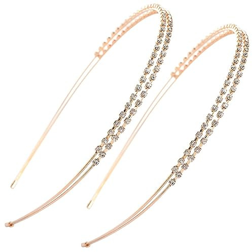 Strass hårband hårsmycke silver brud pannband kristall hårband 2 st. glitter strass pannband hårkrona tiara hårband för fester, bröllop och dejter används