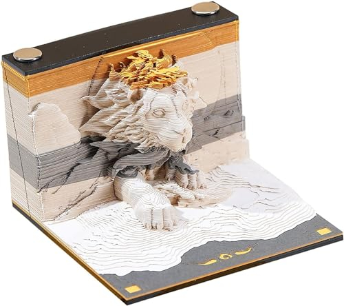3D-Notizblock Der Löwe Haftnotizen, 180 Blatt Memo Pad Papier Kunst 3D Notizblock, Notizblöcke für Kind/Liebhaber/Freunde/Ehefrau/Student Geschenke (Der Löwe)