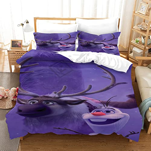 Bettwäsche 135X200Cm 3 Teilig 3D Lila Tiermuster Druck Bettbezug Set, Baby Bettwäsche Weiche Flauschige Hypoallergen Mikrofaser Bettbezüge Mit Reißverschluss Und 2 Kopfkissenbezug