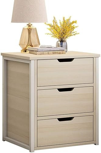 Mesita de Noche Pasillo Dormitorio Hogar Armario Simple Espesar Estudio Madera Maciza Tres Bombeo Baño Sala de Estar 40X34X50cm (Color: Cereza)