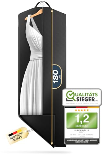 FiRiO 1 x Custodia Abito da Sposa 180 cm di Alta Qualità - Custodia Abito Lungo Donna per Abiti da Sposa, Abiti da Sera, Cappotti - Buste Copriabiti Antipolvere - Borsa Porta Abito Lunga - 180x60cm