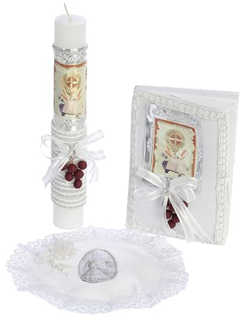 Holy English First Communion Candle Set for Girl - Velos de Primera Comunión para Niña - Belas para Primera Comunion
