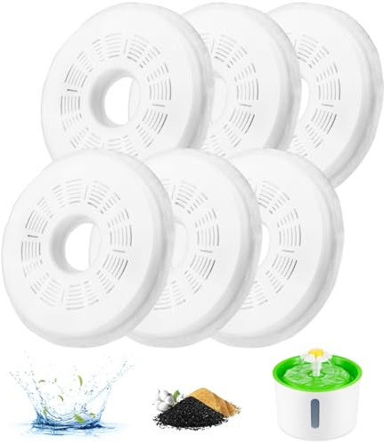 Toaren 6 Stück Katzenbrunnen Filter,Cat Water Fountain Filters,Ersatzfilter Trinkbrunnen für Katze,Aktivkohlefilter Katzenbrunnen Trinkbrunnen für 3L Flower Katzenbrunnen,Catit filter für Katzen,Hunde