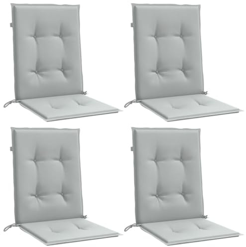 vidaXL Lot de 4 Coussins de Chaise à Dossier Bas, Oreillers de Balcon, Coussins de Sièges Patio Jardin Terrasse Extérieur, Gris Clair Mélangé