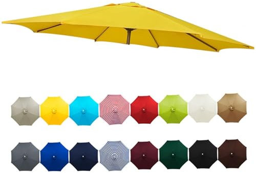 DFANCE Sonnenschirm Bespannung mit 230cm 270cm 300cm,Sonnenschirm Ersatzbezug Mit Schirmbelüftung,Abdeckung Gartenschirm Stoff Ersetzen Ersatz Bezug für 8-Rippen Ampelschi(Size:300cm/10FT,Color:Gelb)