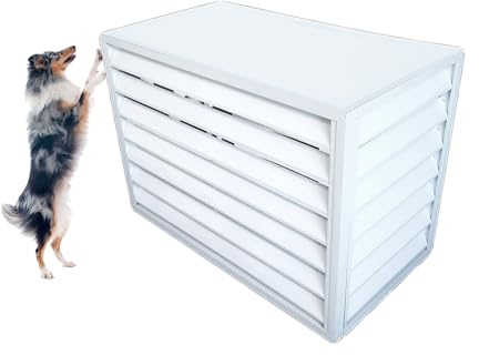 Yslopeno Klimaanlage Abdeckung,Abdeckung Klimaanlage Außengerät,Aluminium Blumenständer,Sichtschutz Für Den Außenbereich,Aluminium-Klimaanlagenabdeckung(Weiß,100x50x70cm)