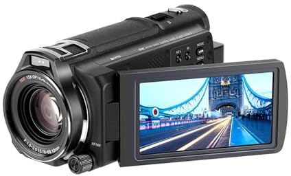 5K Videokamera Videokamera, 12X Optica 40X Intelligent Zoom Vlogging Camera 48MP, 30FPS Autofokus Videokameror med 3,5 IPS Pekskärmsmikrofon för YouTube