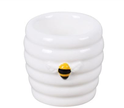 New Cute Embossed Ceramic Honeycomb Egg Cup Set of 2 - Microwave and Dishwasher Safe