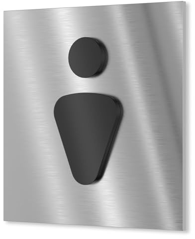 Urhome Herren Toiletten Schild aus V2A Edelstahl 120x120-230x230mm Schwarz Mann - Piktogramm WC Türschild rostfrei - Männer Toilette Infoschild für Wand Tür Innen und Außen