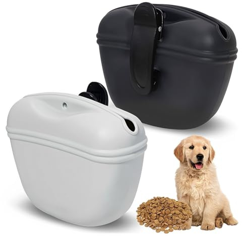 2 Stück futterbeutel hundetraining, leckerlibeutel für hunde, Hunde Futterbeutel für Hundetraining, in Silikon für Außenbereich, schwarz + grau