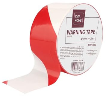 IDEA HOME Ruban de Signalisation 50 m x 48 mm – Polyéthylène Basse Densité LDPE – Bande de Délimitation de Zone de Sécurité – Couleur Rouge et Blanche
