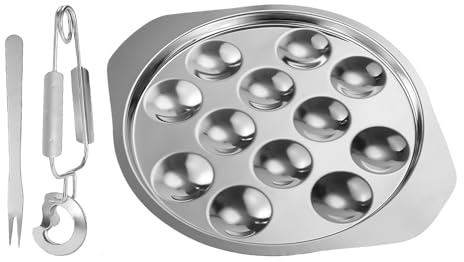Acunny Snigeltallrik, snigelbakform – snigelpanna i rostfritt stål, snigeltallrikar, förrätterrätter, ugnssniglar med handtag, 12 hål för
