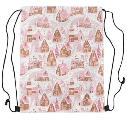 Rucksack Mit Kordelzug Rosa Weihnachtsbaum Im Landhausstil Personalisierter Turnbeutel Erwachsene Gymnastikbeutel Damen Klapprucksack, Für Schule, Strandurlaub, 36x42cm