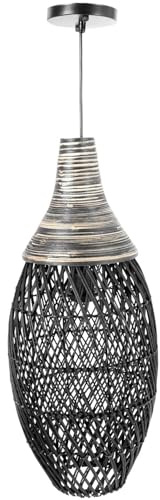 VIVANNO Deckenlampe Deckenleuchte Rattan CALANTE 25x60 cm schwarz bambus