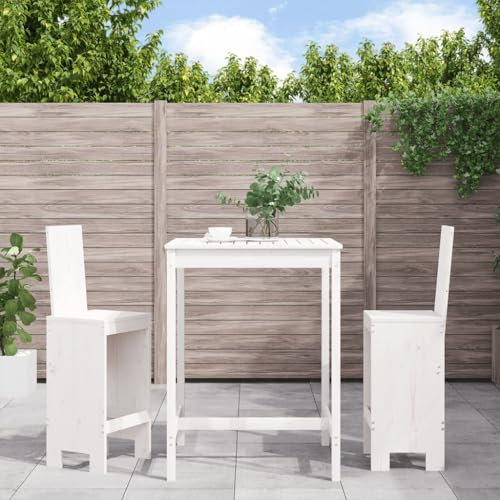 KTHLBRH 3-TLG. Gartenbar-Set Weiß Massivholz Kiefer Gartenmöbel-Sets Balkonmöbel-Sets Outdoor-Möbel-Sets Terrassenmöbel-Sets für Terrasse, Garten, Balkon
