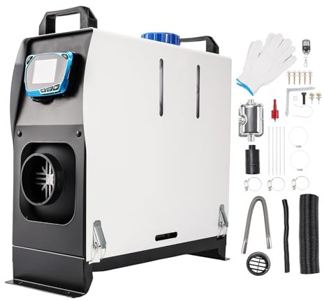 Calentador de aire diésel de 2KW y 12V, todo en uno, calefacción de estacionamiento de 1 orificio con pantalla LCD, control remoto, temperatura constante, temporizador, calentador rectangular para a