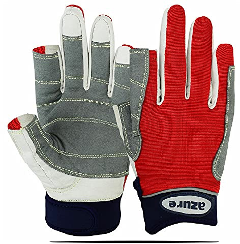 Azure Guanti da vela con cronometro, con cuciture forti, taglia XL, colore: rosso