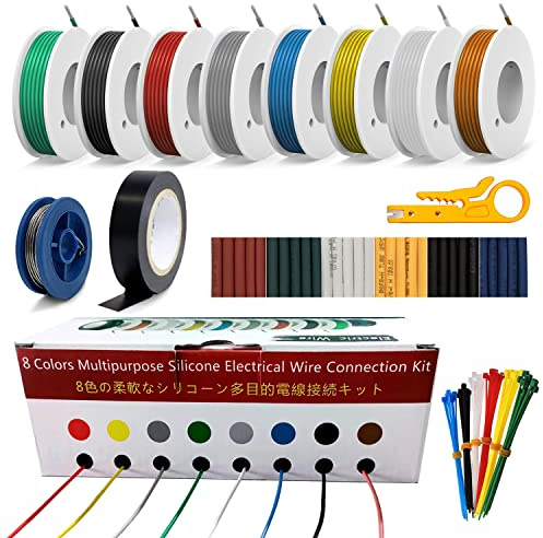 28AWG Silikon Elektrische Leitungen Draht-Kit 8 Farben Verzinnt Kupferkabel