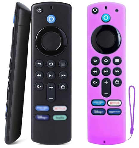 Fire Stick Télécommande vocale de rechange 3ème génération pour téléviseurs intelligents AMZ 4K/4K Max/Lite/Cube Stick, convient pour Smart TV Cube (1ère génération et ultérieure) avec 4 touches de