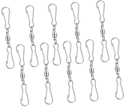 UKCOCO 10pcs Stainless Steel Dual Swivel Hooks for Hanging Windsocks and Party Copper Wire Lights, Rotatable Suspension Clips with 360° Rotation, Easy to Carry and Flexible, Suitable
