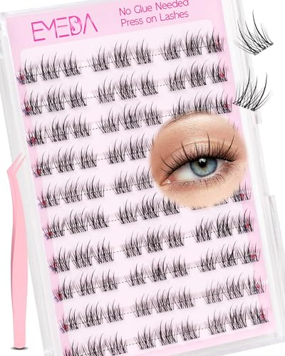 EMEDA selbstklebende Wimpern Natürlich selbstklebende Cluster Wimpern Vorgeklebte Wimpernbüschel Kit Keine klebrigen Rückstände Kleberlose Wimperncluster Kein Kleber erforderlich (Mermaid)