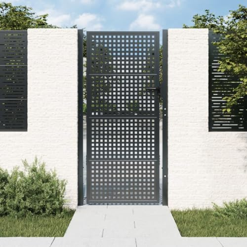 Festnight Puerta Jardin 105 x 250 cm, Puerta para Valla con Sistema de Cerradura Acero, Negro