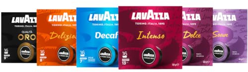 Lavazza, A Modo Mio, Assortiment de Capsules de Café, 100% Arabica, Intensité 5 à 13, 96 capsules AMM, Intenso, Dek, Delizioso, Dolce, Soave, Oro Altura