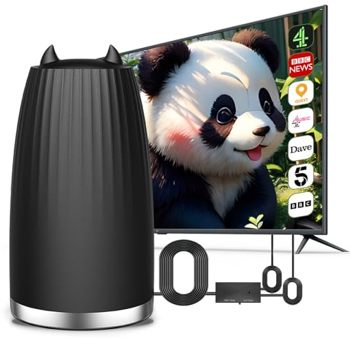 TV Aerial, High Gain Freeview TV Antenna with 560+ Miles Range Reception, Portable TV Aerial with Signal Booster, Magnetic Base, 16.5ft Coaxial Cable, for 4K 1080P HD Local Channels and All Older TV's