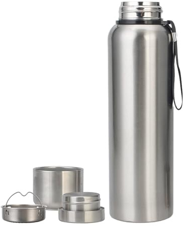 XUDREZ 1.5L Vacuum Insulated Stainless Water Bottle, Large Metal Bottle Flasks BPA Free, Non-Leak Sports Drinks Bottle for Running, Gym, Cycling (Natural Steel)