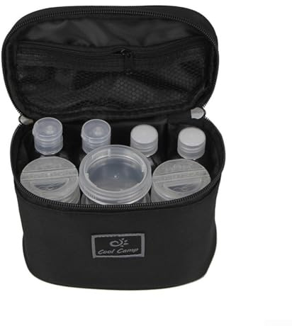 babominimer Kit d'épices de camping avec pot d'assaisonnement portable et distributeur de condiments, sac en tissu Oxford imperméable, bouteilles transparentes en PET pour huile, vinaigre, sel, poivre