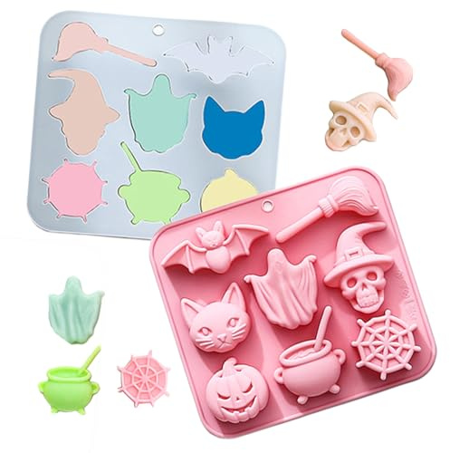 Stampi in silicone per Halloween | Stampo per torta fatto in casa, 2 stampi in silicone senza BPA, facile da staccare per cioccolato, pasticceria, sapone, pasticceria, festa di compleanno