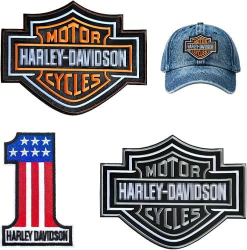 Kompatibel mit Harley Davidson Aufkleber Set, 3 Stück Davidson Patch Bestickten Flicken zum Aufnähen oder Aufbügeln Ungefähr Zehn Zentimeter Lang für T-Shirt Jeans Kleidung Taschen Anoraken Rucksäcke