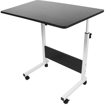 smallrun Mesa portatil Ordenador Escritorio con Ruedas 60 * 40CM Mesa Auxiliar de Altura Ajustable para Dormitorio (HNEGRO)