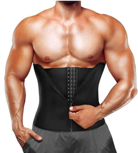 Män Träningsbälte justerbartMagvägbälte svettbälte neopren svettbälte bastu magbälte(Size:M,Color:Svart)