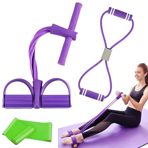 3-teiliges Bauchtrainer für Zuhause Widerstandsset für Zuhause Bauchtrainer | Widerstandsband mit Griff und 8-förmiges Zugband Sportgeräte für Ganzkörpertraining, Yoga, Pilates & Physiotherapie