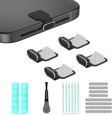 YIWOZI USB C Anti Loss Dust Plug with Phone Speaker Cover,Type C Dust Cover | 5-in-1 21 Pack USB-C Charging Port Cover Cleaning Kit,USB C Plug Covers Cap Protectors for iPhone 15-17 & All USB-C Devices