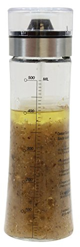 Tablecraft HDS492 Salad Dressing Shaker, Glass with Plastic and Metal Pour Spout Top, Clear