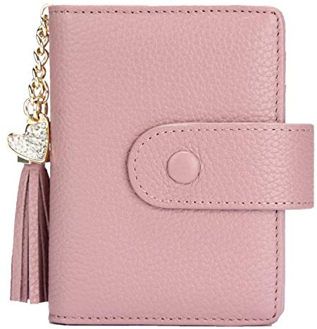 Echt Leder Kredit- und Visitenkartenetui mit 21 Fächer, Kartenetui Scheckkartenetui Kartenmäppchen Kreditkartenmäppchen für Herren und Damen (Pink)