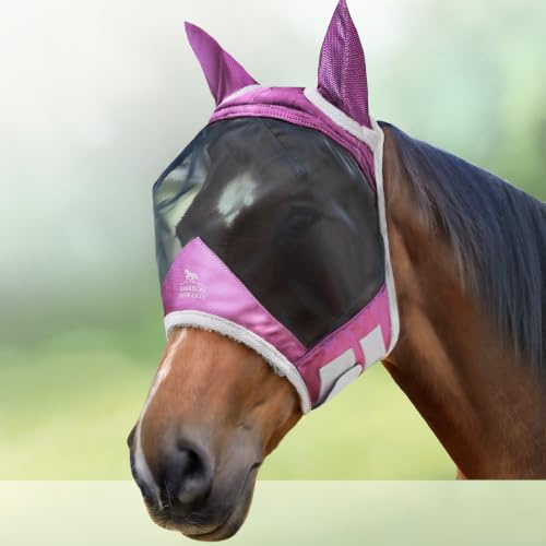 Harrison Howard CareMaster Pro Luminous Maschera anti-mosche per cavallo UV protezione con para orecchie Viola (L; Full Size)