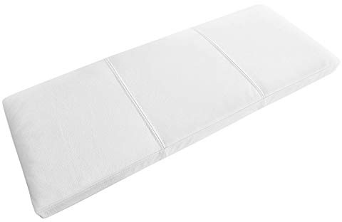 Quattro Meble Weiß Echtleder Bankauflage Sitzkissen Lederkissen Sitzpolster Bank Auflage doppelt genähtes Echt Leder Kissen Sitzauflage (45 x 100 cm)