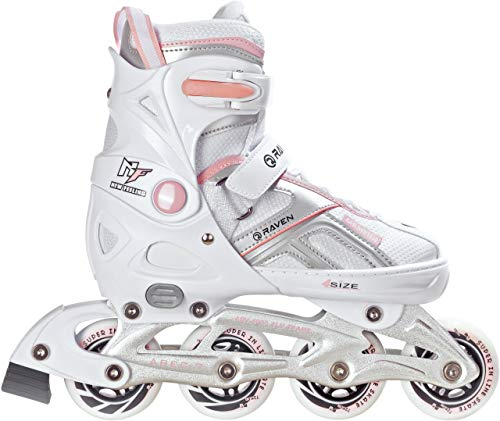 RAVEN Pulse Inline Skates Inliner für Kinder und Erwachsene OPTIONAL 2in1 mit Schlittschuhen verstellbar (White/Pink ohne Kufen, 40-43 (25,5-28cm))