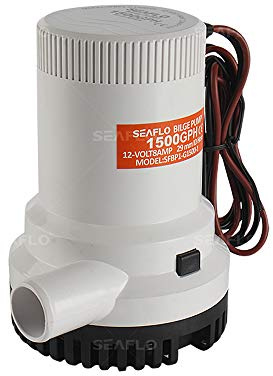 BTK Pompa di Sentina Seaflo 1500 GPH da 12V Elettrica ad Immersione con Filtro Rimovibile per Barca Camper Giardino Vasca Piscina