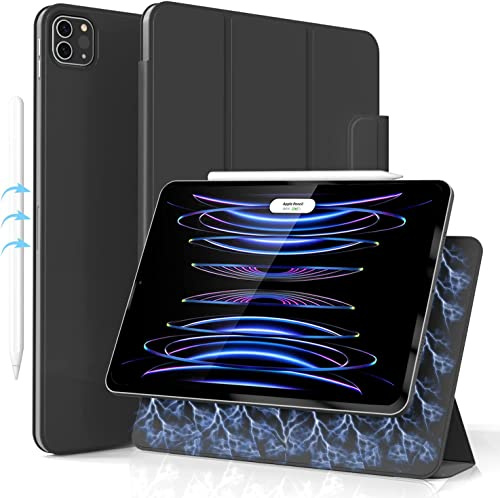 ZOYU Hülle für iPad Pro 11 Zoll 4./3./2. Generation 2022/2021/2020 | Automatischer Schlaf/Aufwachen, Magnetisch Abnehmbare Smart Folio Verstellbare Rutschfeste Hülle für iPad Pro 11, Schwarz