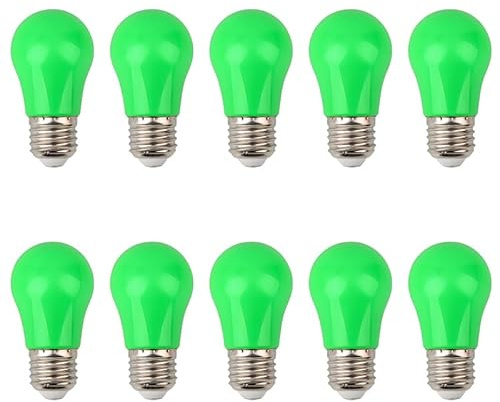 Jiotouhu 10er Pack E27 Edison Schraube LED Glühbirne, 3W (30W), A50 Glühbirne für Hochzeit Halloween Weihnachtsfeier Bar Stimmung Ambiente Dekor, Grün
