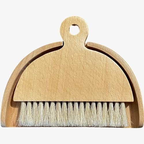 Eco-Friendly, Wooden Bamboo with Sisal Bristles - Elegant Hand Brush and Dustpan Multi-Purpose Set Ideal for WFH Workstation, Home, Kitchen, Dining Table, or as a Gift