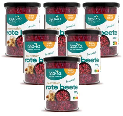 Beavia fermentierte Rote Beete mit Meerrettich (6x350g) | Superfood und Antioxidans zur Unterstützung der Immunität | vegan, ohne Konservierungsmittel, glutenfrei, nicht pasteurisiert