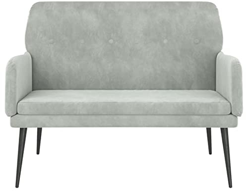 Tidyard Sitzbank Garderobenbank Flurbank Beistellbank Truhenbank Esszimmerbank Ruhebank Polsterhocker Gartenbank Truhe Bank Sitztruhe Sofabank 108 x 79 x 79 cm (L x B x H) Samt,Hellgrau